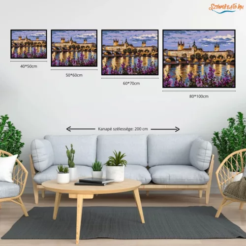 Aranyló prágai vár - számfestő készlet - Számfestő.hu - 60×70cm - Keretre feszítve