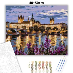 Aranyló prágai vár - számfestő készlet - Számfestő.hu - 40×50cm - Keret nélkül