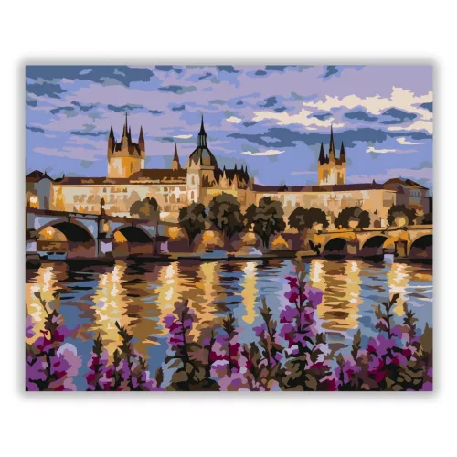 Aranyló prágai vár - számfestő készlet - Számfestő.hu - 40×50cm - Keret nélkül