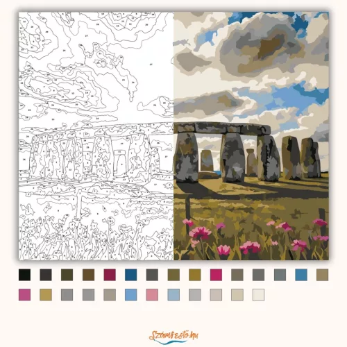 Rejtélyes Stonehenge-kör - számfestő készlet - Számfestő.hu - 50×60cm - Keret nélkül