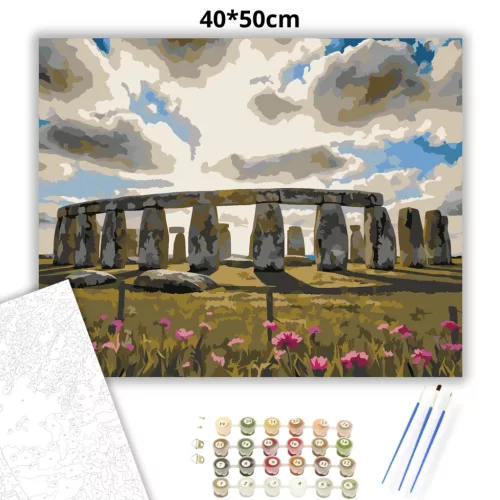 Rejtélyes Stonehenge-kör - számfestő készlet - Számfestő.hu - 40×50cm - Keret nélkül