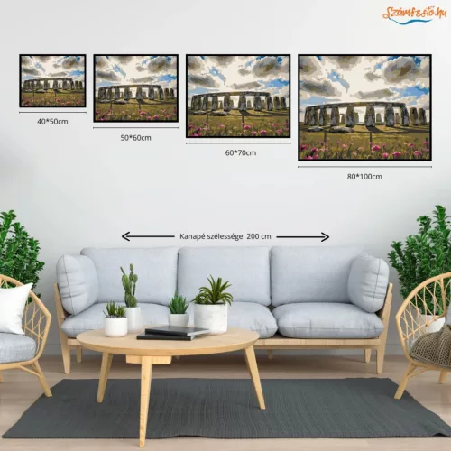 Rejtélyes Stonehenge-kör - számfestő készlet - Számfestő.hu - 40×50cm - Keretre feszítve
