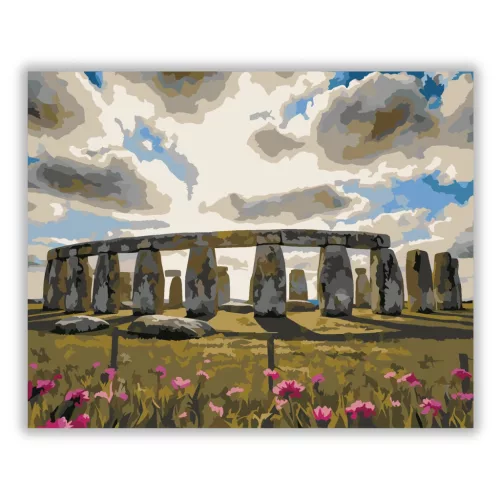 Rejtélyes Stonehenge-kör - számfestő készlet - Számfestő.hu - 40×50cm - Keretre feszítve
