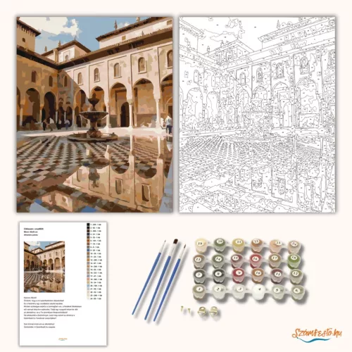 Alhambra palota - számfestő készlet - Számfestő.hu - 80×100cm - Keretre feszítve