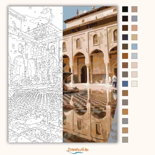 Alhambra palota - számfestő készlet - Számfestő.hu - 40×50cm - Keret nélkül