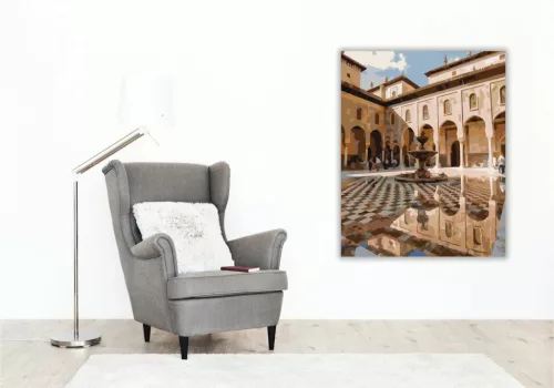 Alhambra palota - számfestő készlet - Számfestő.hu - 40×50cm - Keretre feszítve
