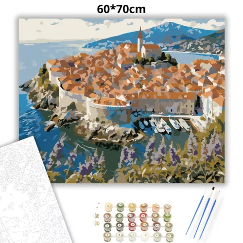 Dubrovnik óvárosa - számfestő készlet - Számfestő.hu - 60×70cm - Keret nélkül