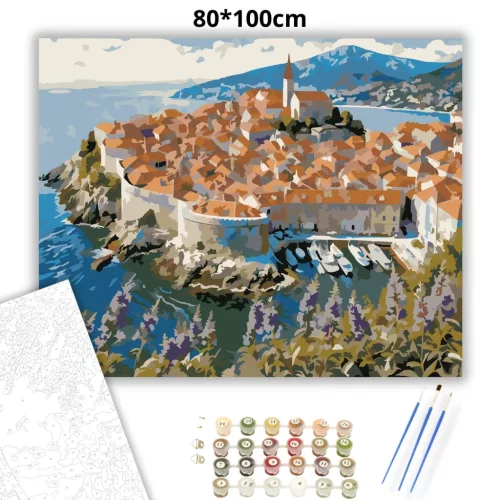 Dubrovnik óvárosa - számfestő készlet - Számfestő.hu - 80×100cm - Keret nélkül