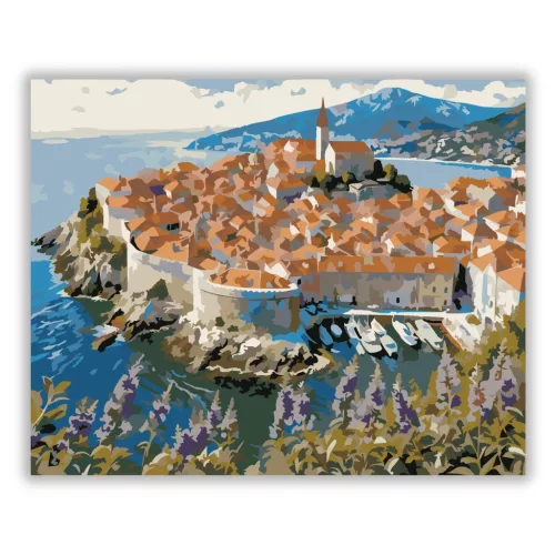 Dubrovnik óvárosa - számfestő készlet - Számfestő.hu - 80×100cm - Keret nélkül