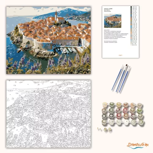 Dubrovnik óvárosa - számfestő készlet - Számfestő.hu - 40×50cm - Keret nélkül