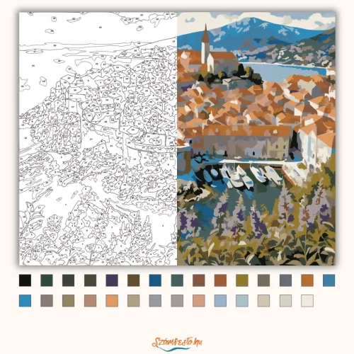 Dubrovnik óvárosa - számfestő készlet - Számfestő.hu - 40×50cm - Keretre feszítve