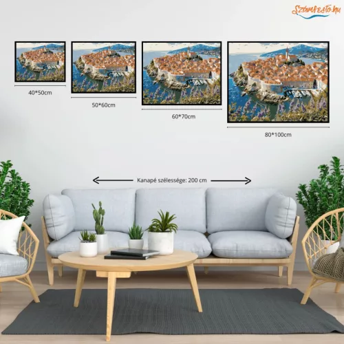 Dubrovnik óvárosa - számfestő készlet - Számfestő.hu - 40×50cm - Keret nélkül