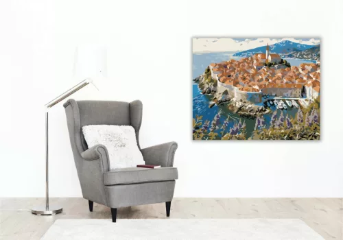 Dubrovnik óvárosa - számfestő készlet - Számfestő.hu - 40×50cm - Keretre feszítve