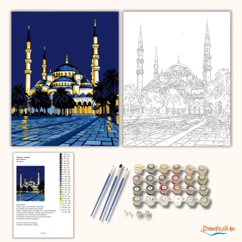 Kék mecset - számfestő készlet - Számfestő.hu - 40×50cm - Keret nélkül