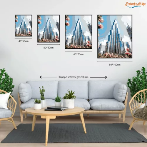 Burdzs Kalifa - számfestő készlet - Számfestő.hu - 50×60cm - Keretre feszítve