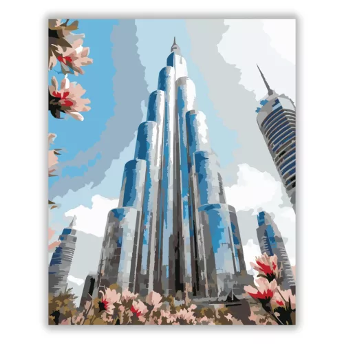 Burdzs Kalifa - számfestő készlet - Számfestő.hu - 50×60cm - Keret nélkül