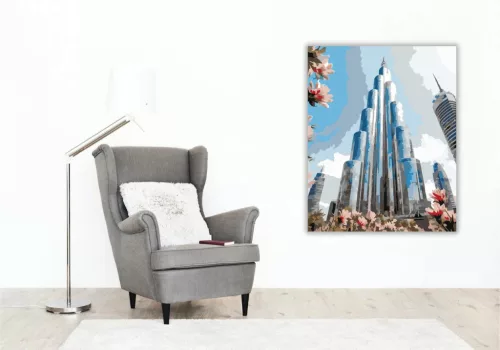 Burdzs Kalifa - számfestő készlet - Számfestő.hu - 60×70cm - Keretre feszítve