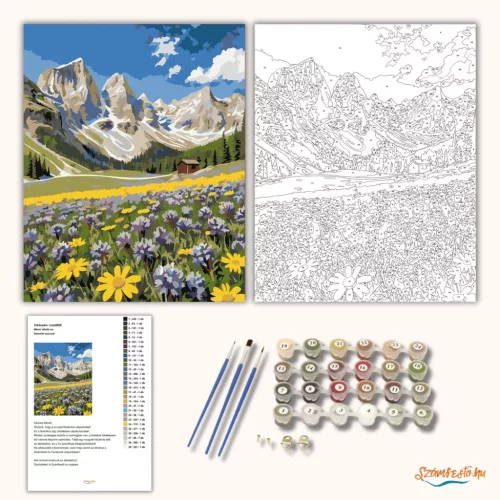 Dolomiti csúcsok - számfestő készlet - Számfestő.hu - 50×60cm - Keretre feszítve