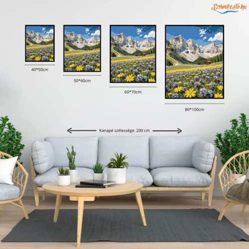 Dolomiti csúcsok - számfestő készlet - Számfestő.hu - 40×50cm - Keret nélkül