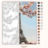 Tavaszi Eiffel-torony - számfestő készlet - Számfestő.hu - 40×50cm - Keretre feszítve