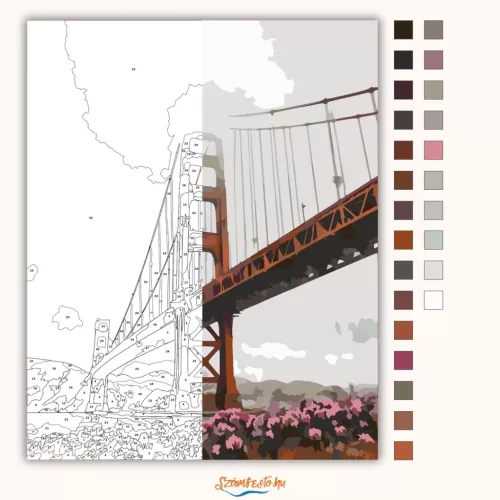 Golden Gate híd - számfestő készlet - Számfestő.hu - 50×60cm - Keret nélkül