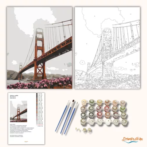 Golden Gate híd - számfestő készlet - Számfestő.hu - 80×100cm - Keret nélkül