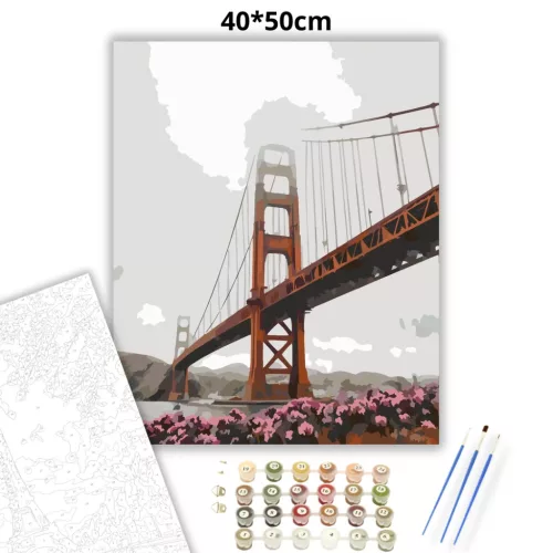 Golden Gate híd - számfestő készlet - Számfestő.hu - 40×50cm - Keretre feszítve