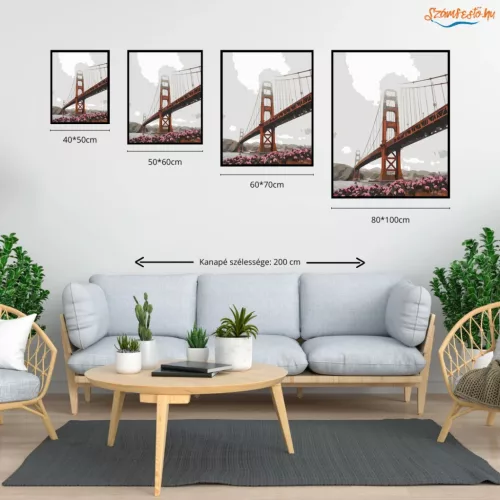 Golden Gate híd - számfestő készlet - Számfestő.hu - 40×50cm - Keret nélkül