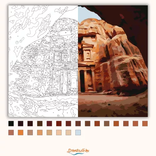 Petra romváros Jordániában - számfestő készlet - Számfestő.hu - 50×60cm - Keretre feszítve