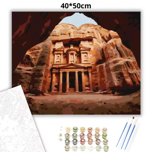 Petra romváros Jordániában - számfestő készlet - Számfestő.hu - 40×50cm - Keretre feszítve