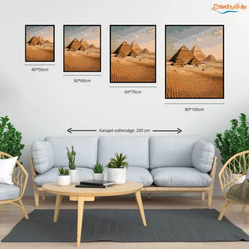 Időtlen piramisok nyugalma - számfestő készlet - Számfestő.hu - 60×70cm - Keret nélkül