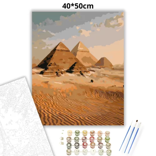 Időtlen piramisok nyugalma - számfestő készlet - Számfestő.hu - 40×50cm - Keretre feszítve