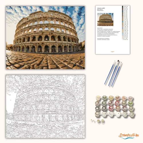 Római Colosseum - számfestő készlet - Számfestő.hu - 80×100cm - Keret nélkül