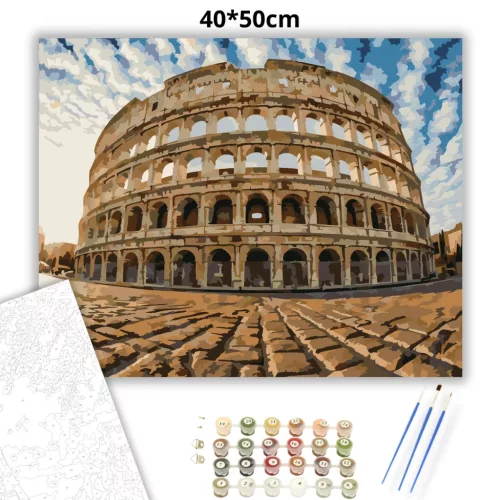 Római Colosseum - számfestő készlet - Számfestő.hu - 40×50cm - Keret nélkül