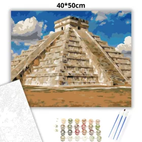 Chichén Itzá Maja piramis - számfestő készlet - Számfestő.hu - 40×50cm - Keret nélkül