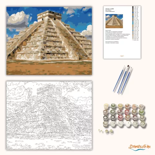 Chichén Itzá Maja piramis - számfestő készlet - Számfestő.hu - 40×50cm - Keret nélkül