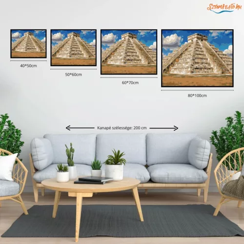 Chichén Itzá Maja piramis - számfestő készlet - Számfestő.hu - 40×50cm - Keret nélkül