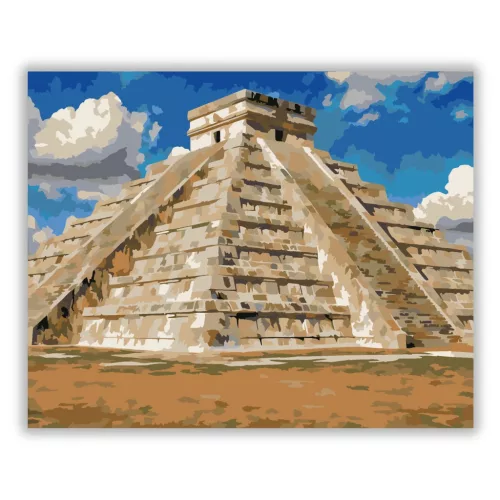 Chichén Itzá Maja piramis - számfestő készlet - Számfestő.hu - 40×50cm - Keret nélkül