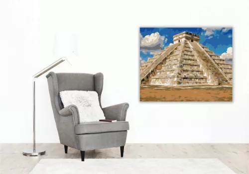 Chichén Itzá Maja piramis - számfestő készlet - Számfestő.hu - 40×50cm - Keret nélkül