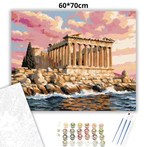Poszeidón-temploma - számfestő készlet - Számfestő.hu - 60×70cm - Keret nélkül