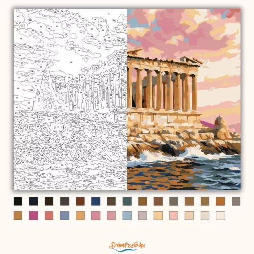 Poszeidón-temploma - számfestő készlet - Számfestő.hu - 60×70cm - Keret nélkül