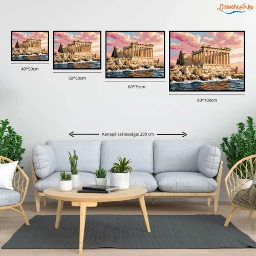 Poszeidón-temploma - számfestő készlet - Számfestő.hu - 60×70cm - Keretre feszítve