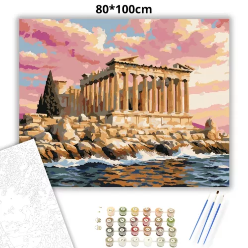 Poszeidón-temploma - számfestő készlet - Számfestő.hu - 80×100cm - Keretre feszítve