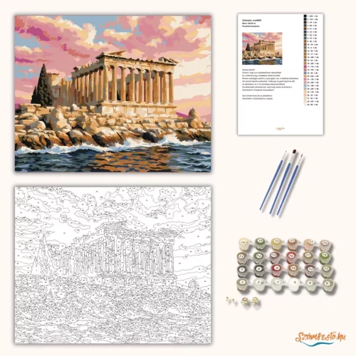 Poszeidón-temploma - számfestő készlet - Számfestő.hu - 80×100cm - Keret nélkül