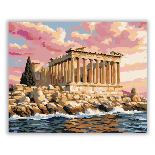 Poszeidón-temploma - számfestő készlet - Számfestő.hu - 40×50cm - Keret nélkül