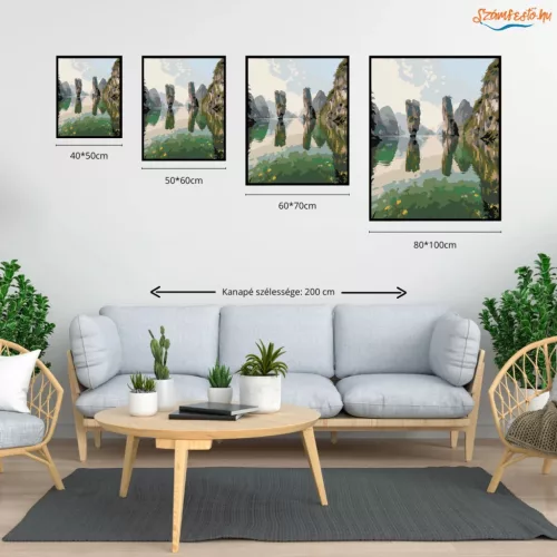 Nyugodt sziklatornyok tükörképe - számfestő készlet - Számfestő.hu - 60×70cm - Keret nélkül