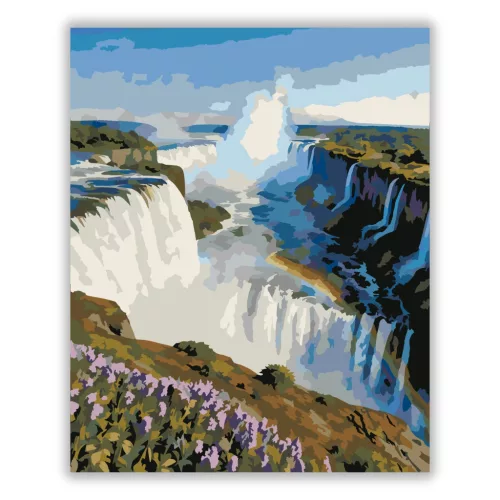 Párás Viktória-vízesés - számfestő készlet - Számfestő.hu - 60×70cm - Keret nélkül