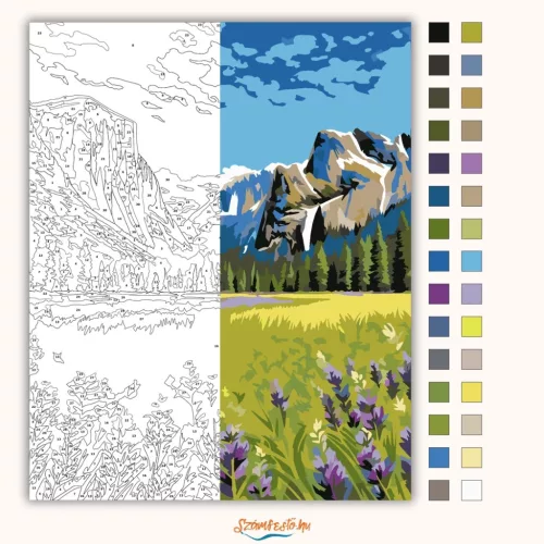 Derűs Yosemite-völgy - számfestő készlet - Számfestő.hu - 40×50cm - Keretre feszítve