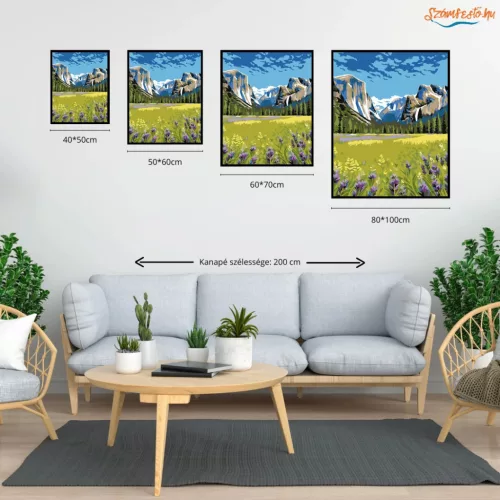 Derűs Yosemite-völgy - számfestő készlet - Számfestő.hu - 40×50cm - Keretre feszítve
