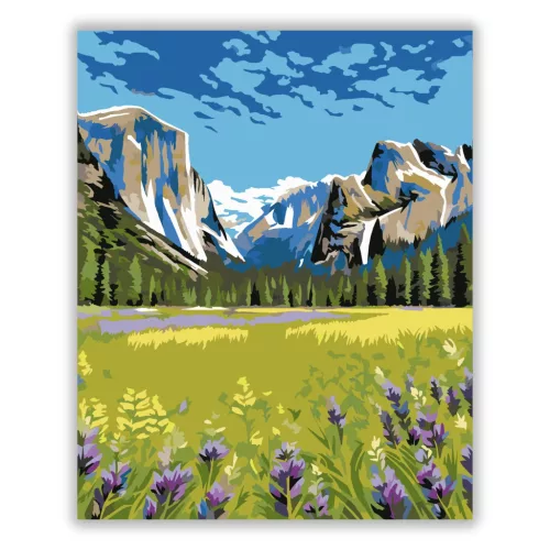 Derűs Yosemite-völgy - számfestő készlet - Számfestő.hu - 40×50cm - Keretre feszítve